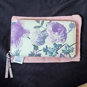 Large Floral Tri-zippered Wallet From Indigo, New With Tags!